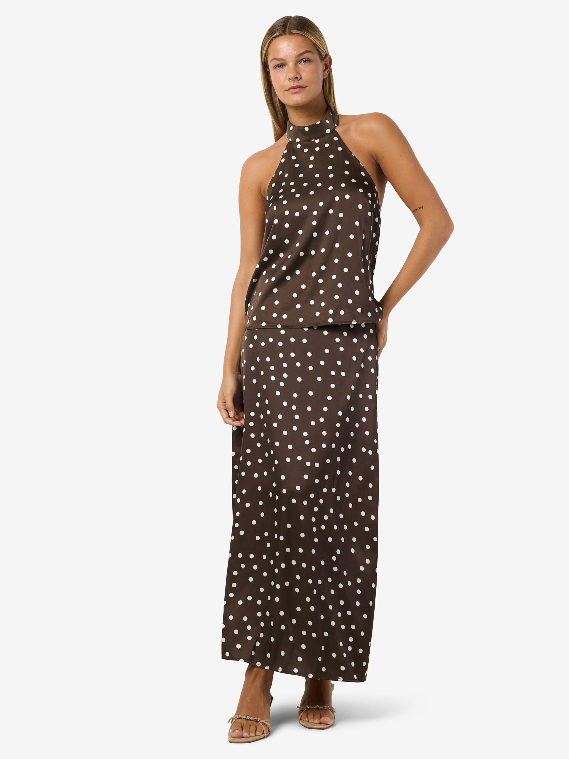 Carousel image - SATIN MIDI SKIRT, Chocolate Brown | 6