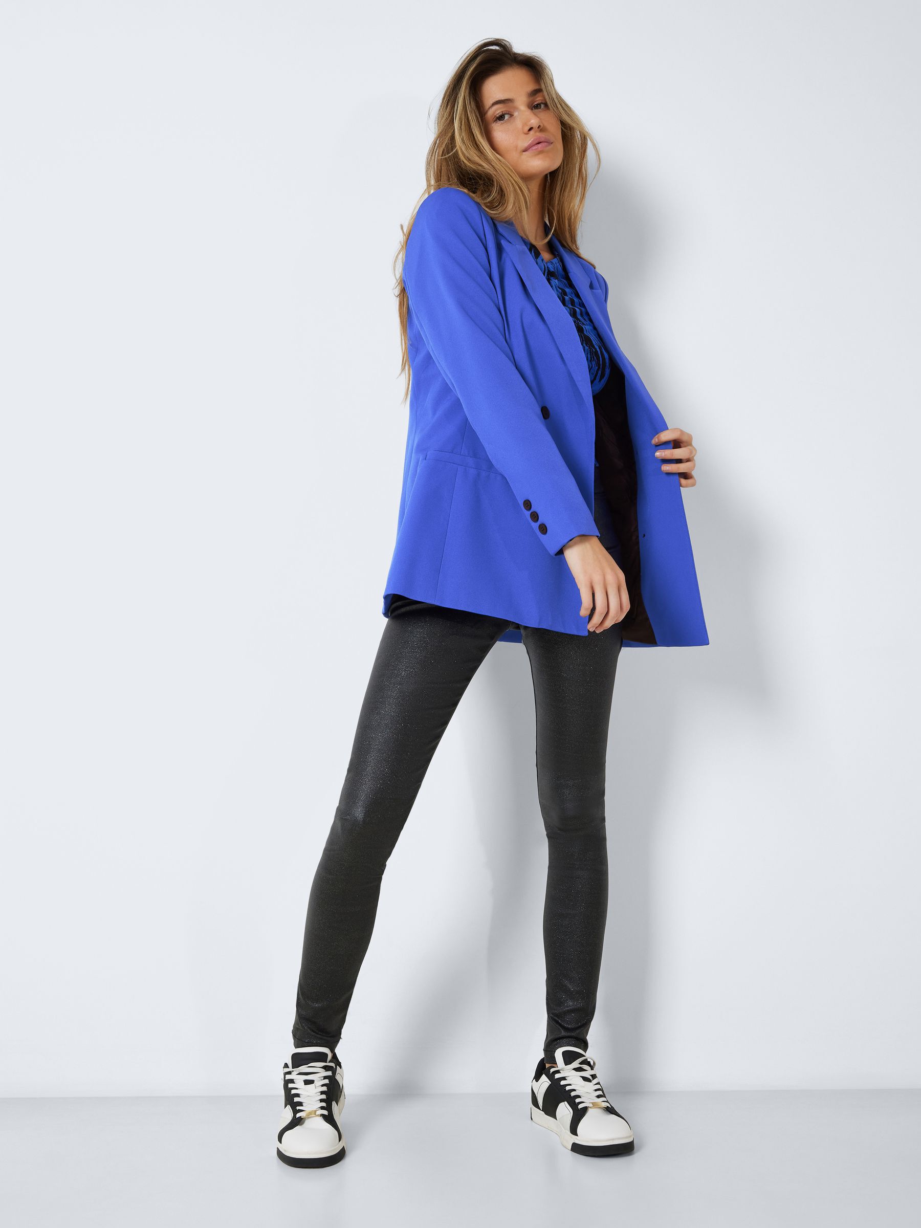 Blue long blazer online