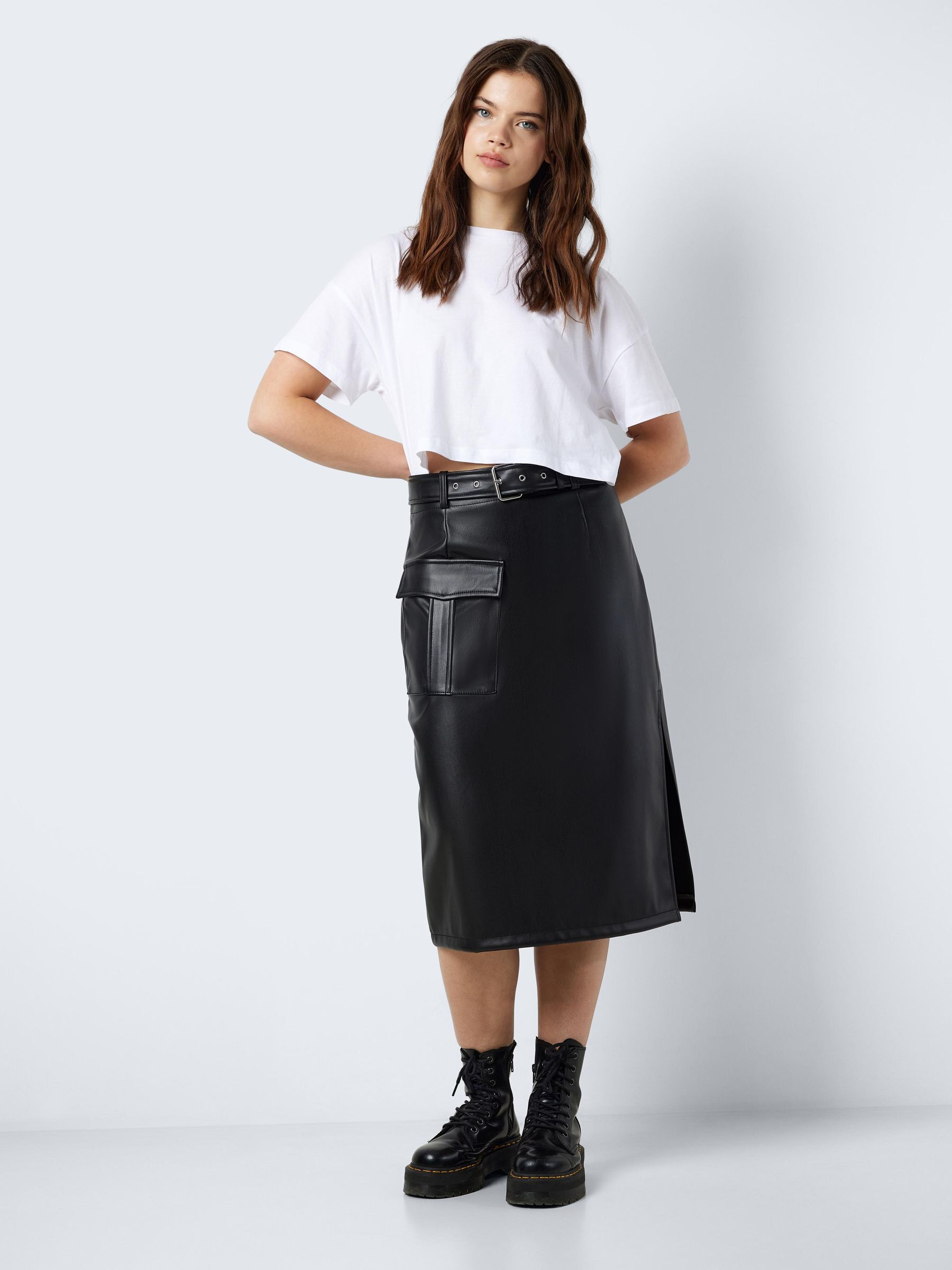 Jupe mi deals longue simili cuir