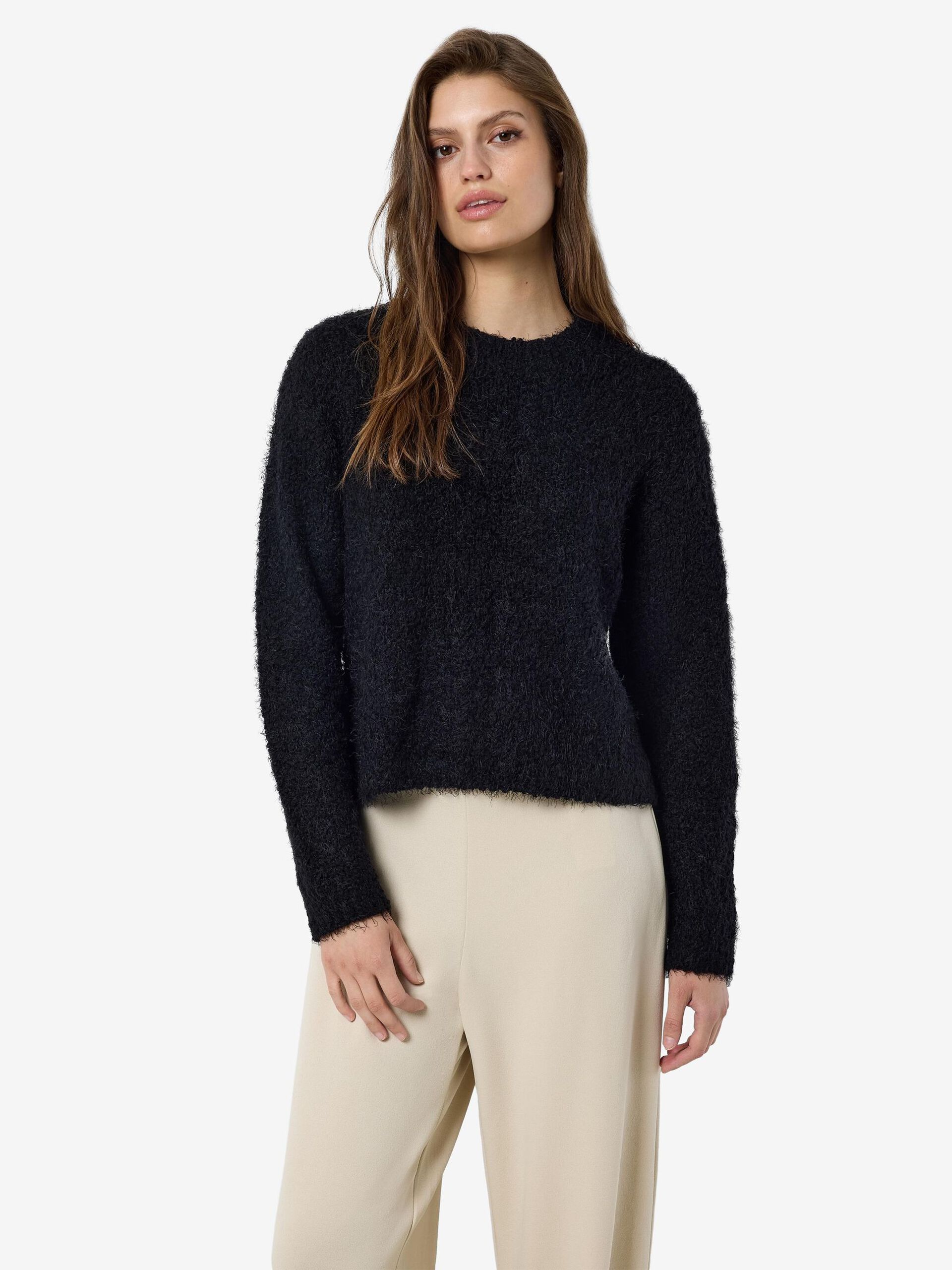 Carousel image - FLUFFY KNITTED PULLOVER, Black | 6