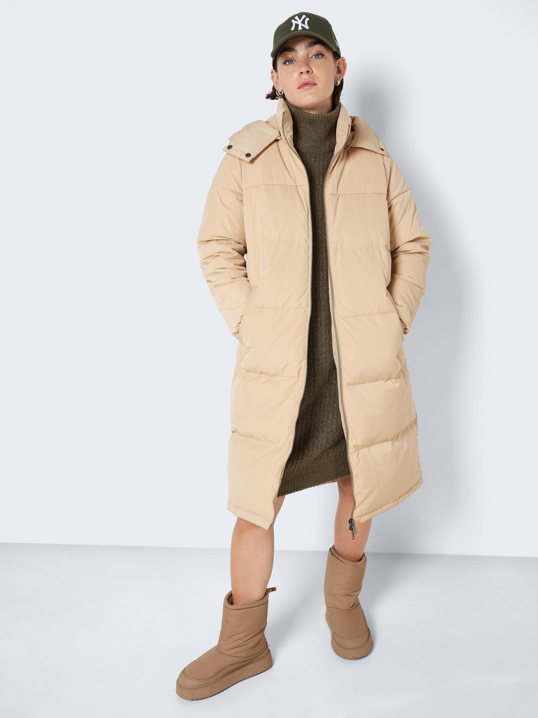 LONG PUFFER JACKET Beige NOISY MAY