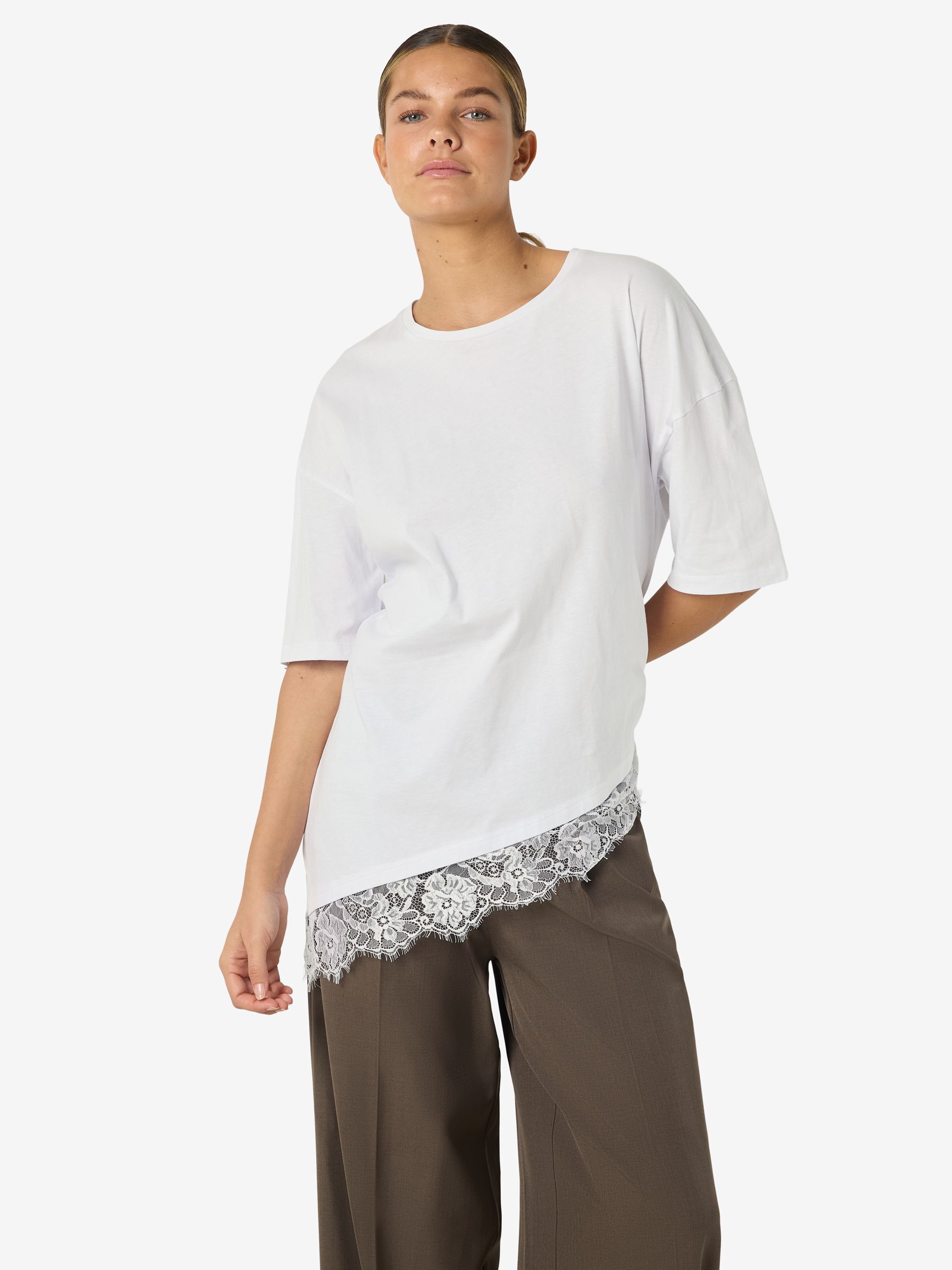 LACE DETAILED T-SHIRT | White | NOISY MAY®
