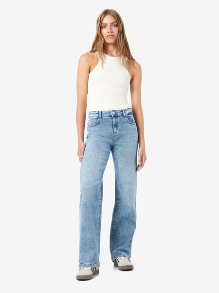 Noisy May NMYOLANDA NORMAL WAISTED WIDE LEG JEANS, Light Blue Denim, highres - 27025064_LightBlueDenim_007.jpg