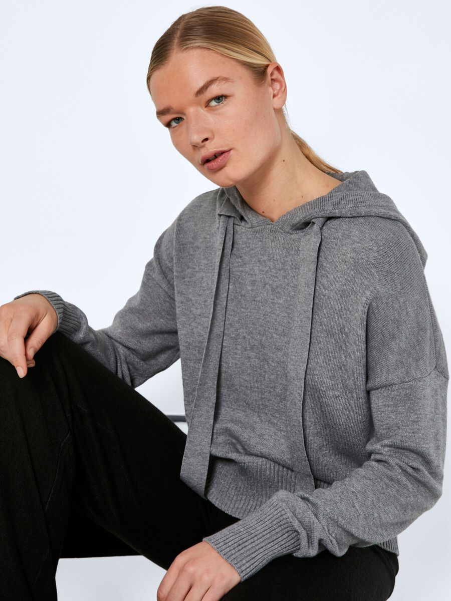 Noisy May DZIANINOWA BLUZA Z KAPTUREM, Medium Grey Melange, highres - 27016491_MediumGreyMelange_007.jpg