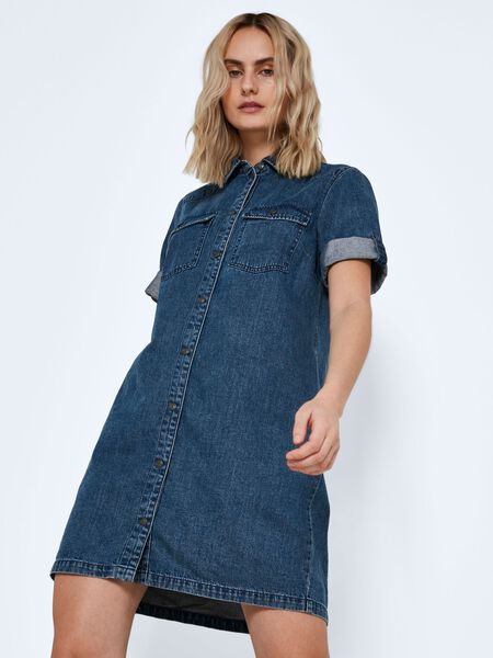 Noisy May SHORT SLEEVED DENIM DRESS, Medium Blue Denim, highres - 27019616_MediumBlueDenim_007.jpg