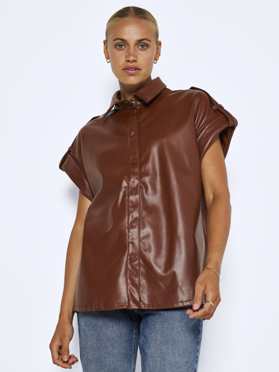 Noisy May SHORT SLEEVED COATED SHIRT, Cappuccino, highres - 27021617_Cappuccino_007.jpg