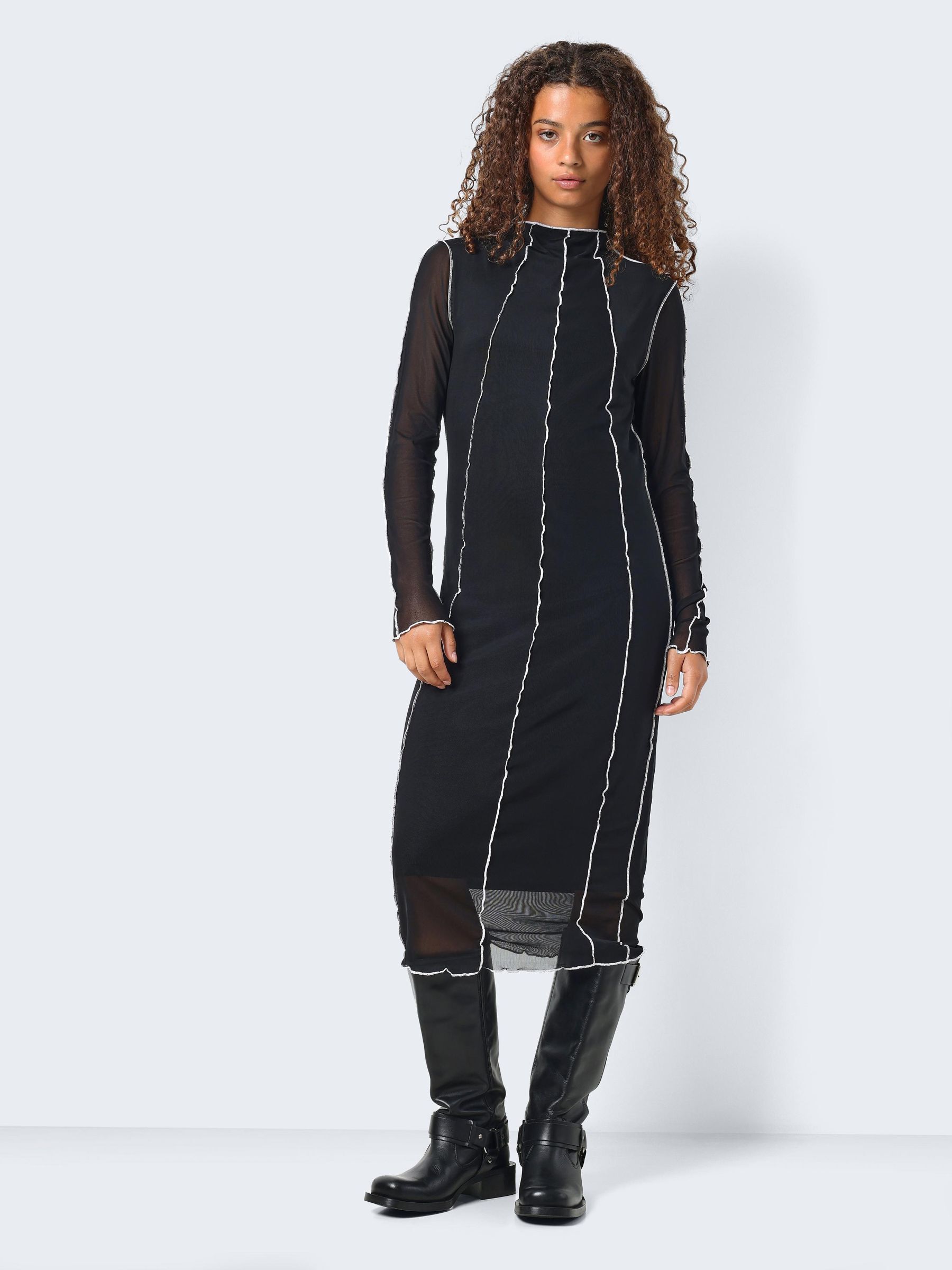 Mesh turtleneck dress shop