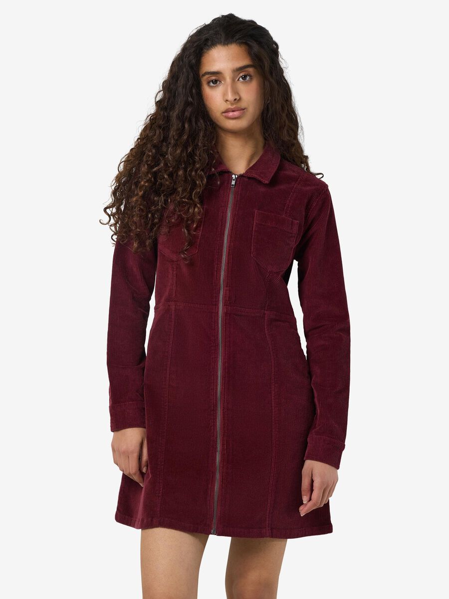 Product carousel image - CORDUROY MINI DRESS, Windsor Wine | 1