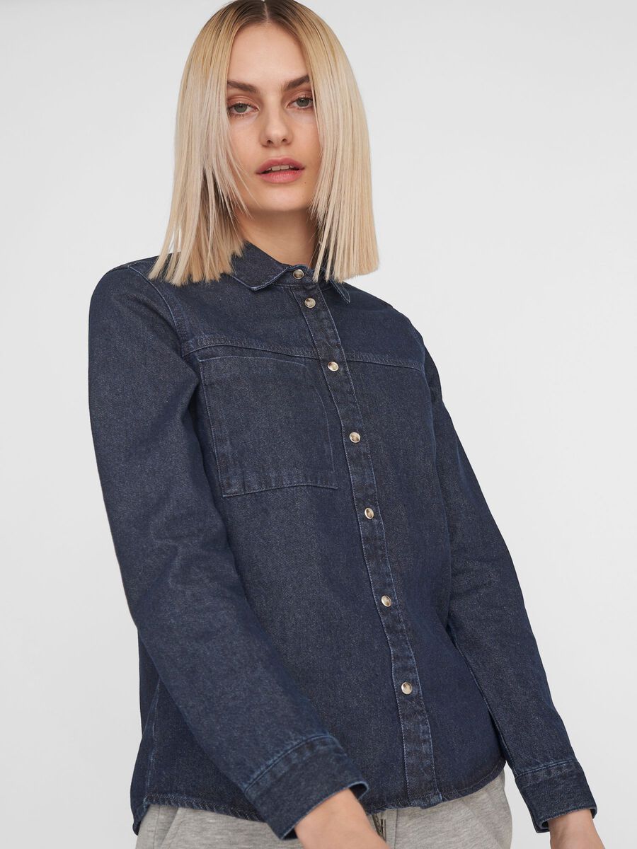 JEAN CHEMISE, Dark Blue Denim, highres