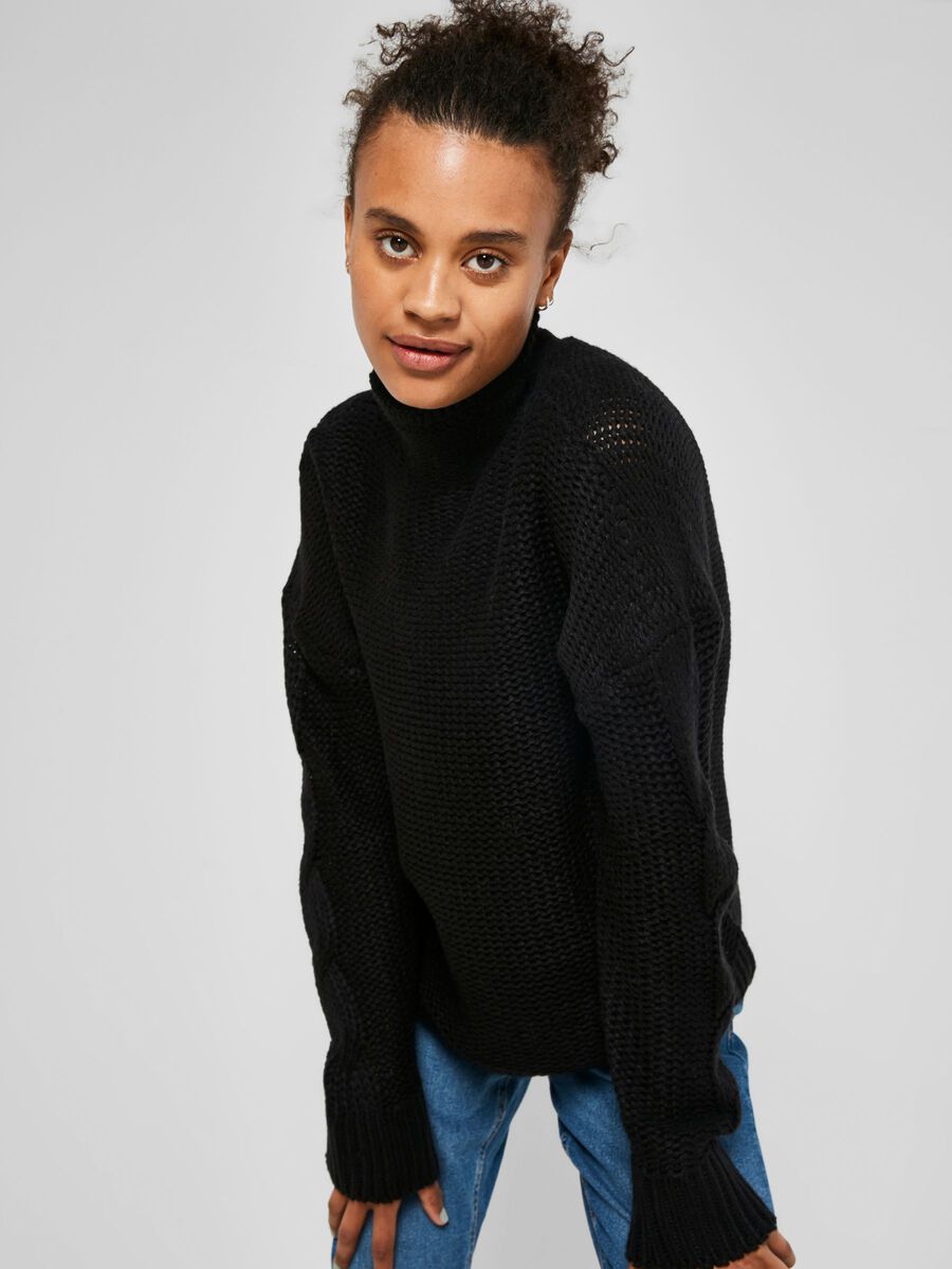 Noisy May HIGH NECK KNITTED PULLOVER, Black, highres - 27017400_Black_007.jpg