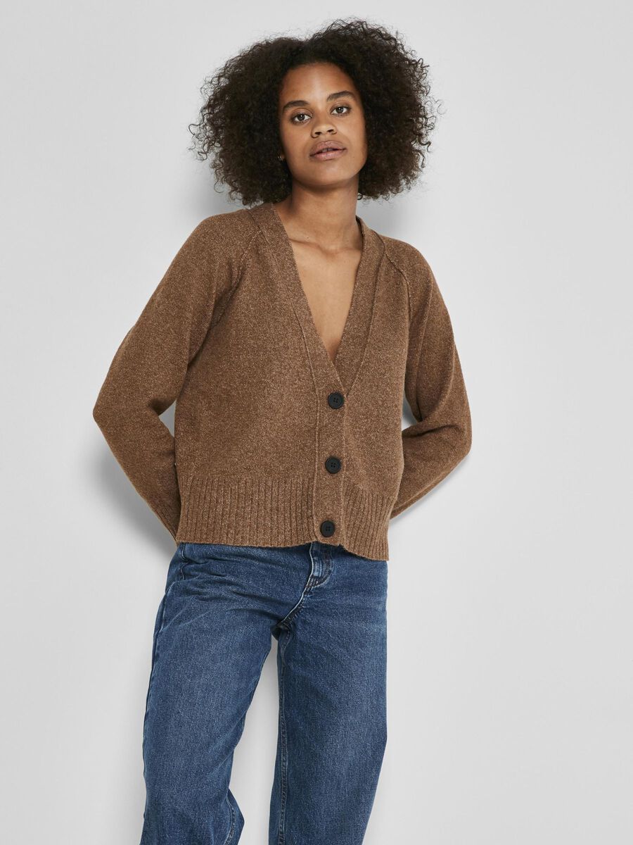 SHORT KNITTED CARDIGAN, Partridge, highres