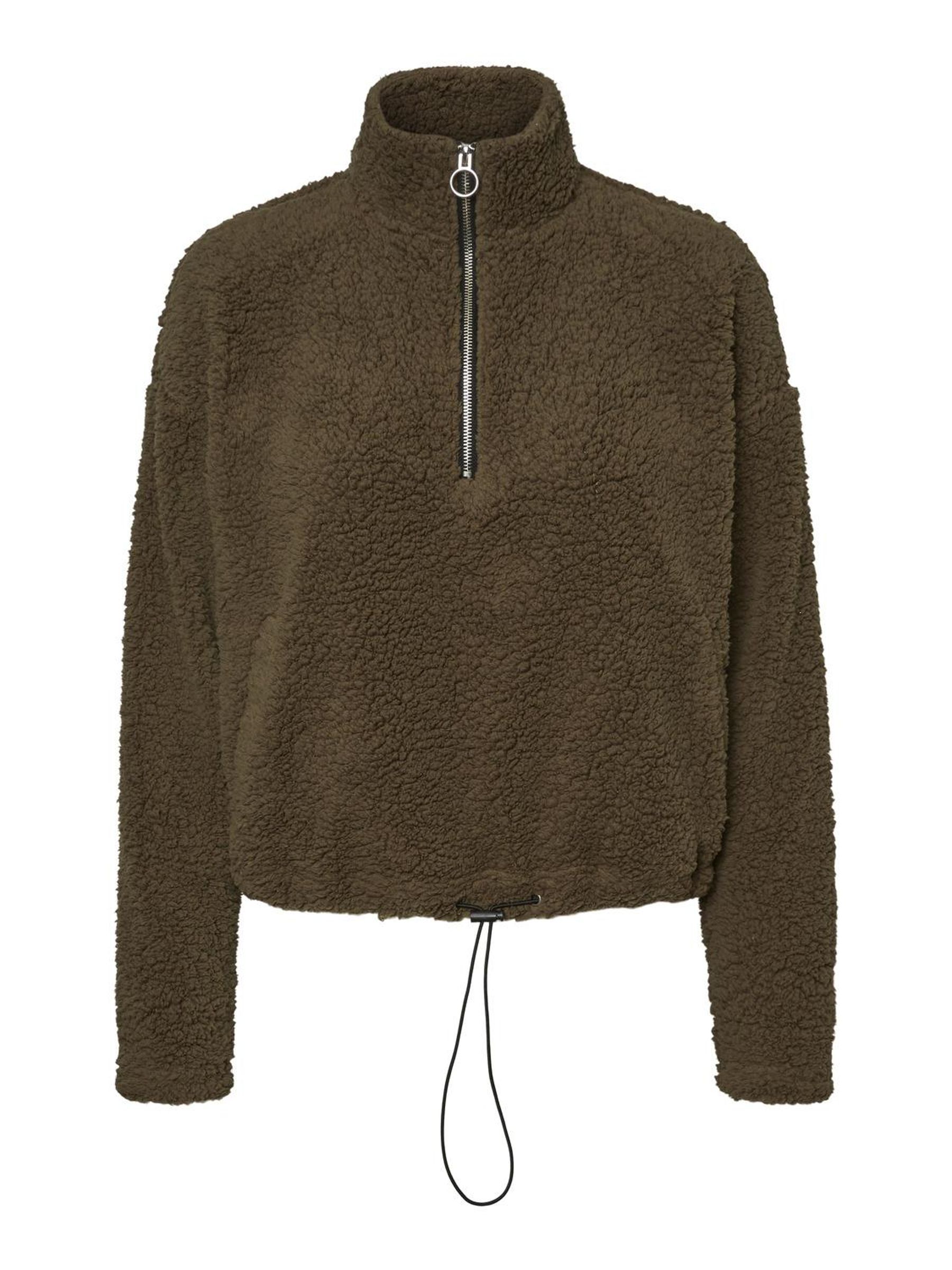 cropped teddy pullover