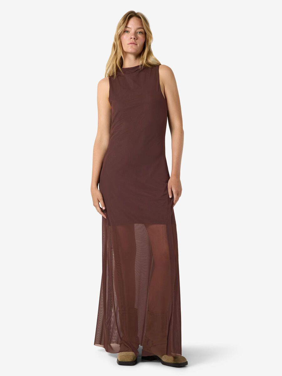 Carousel image 6 NMMARIKA MAXI MESH SLEEVELESS DRESS, Coffee Bean
