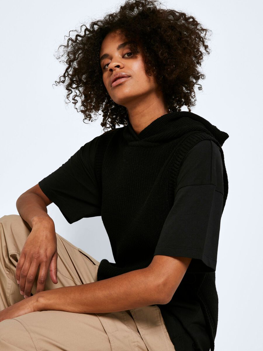 Noisy May HOODED KNITTED GILET, Black, highres - 27019749_Black_007.jpg