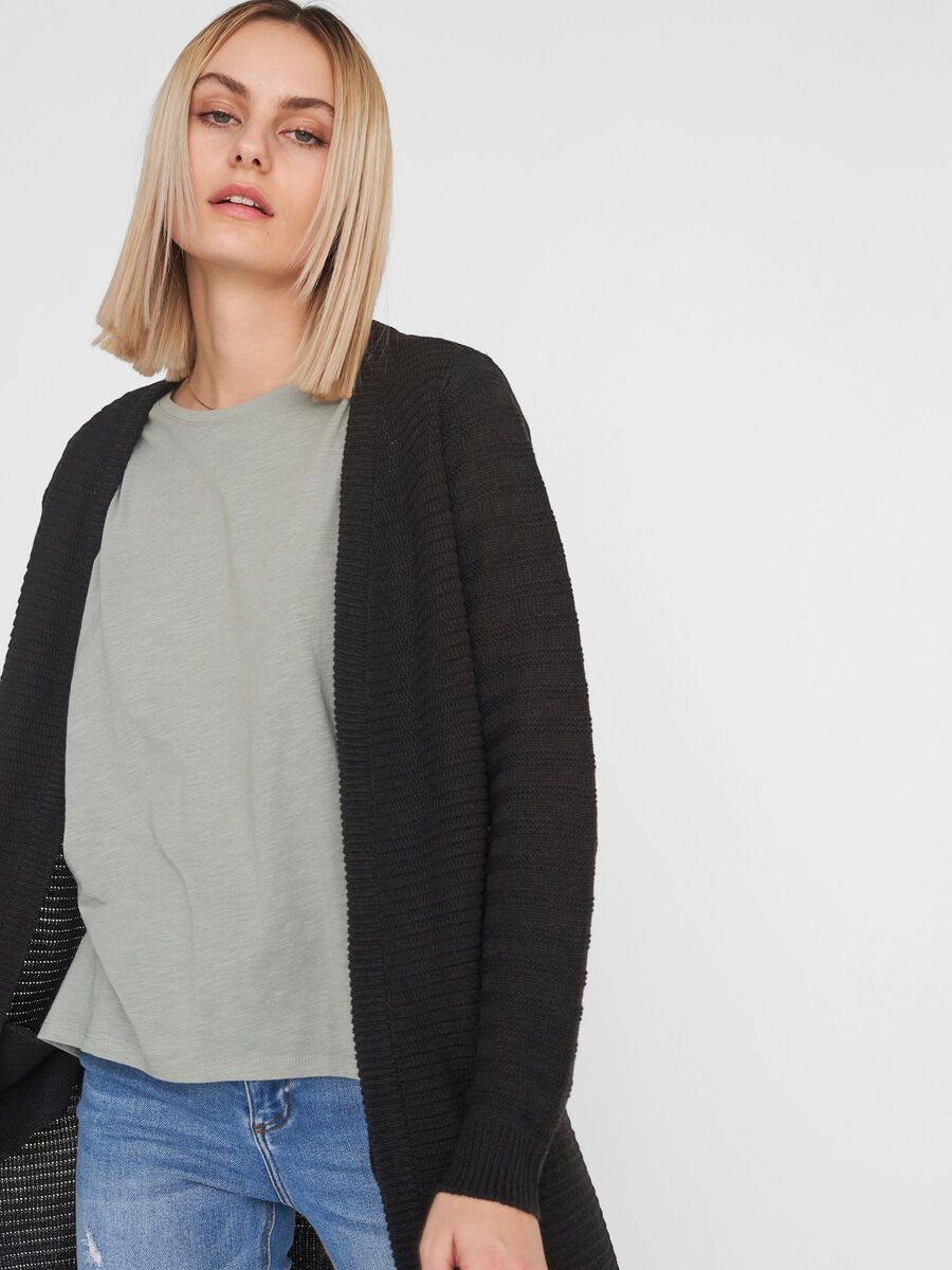 STRUKTURSTRICK STRICKJACKE, Black, highres