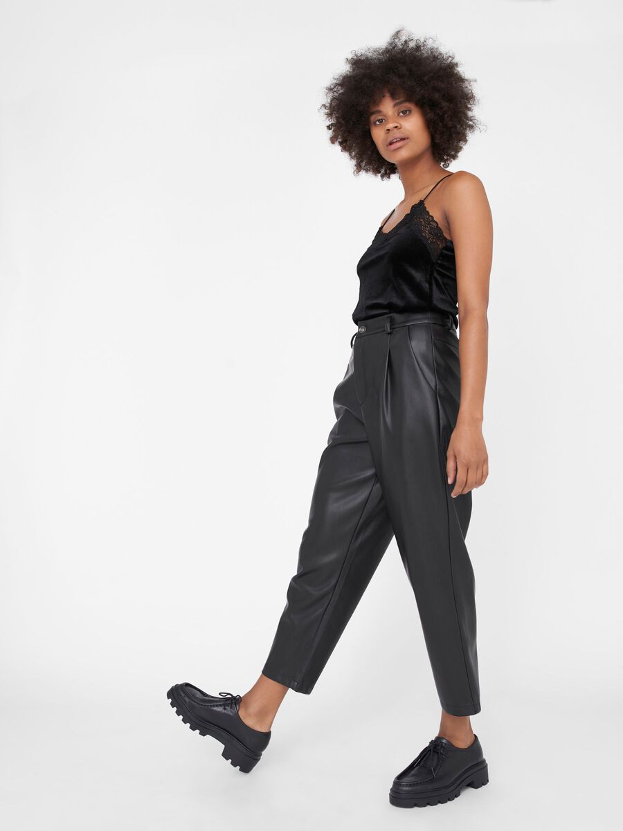 HIGH-WAISTED TROUSERS, Black, highres