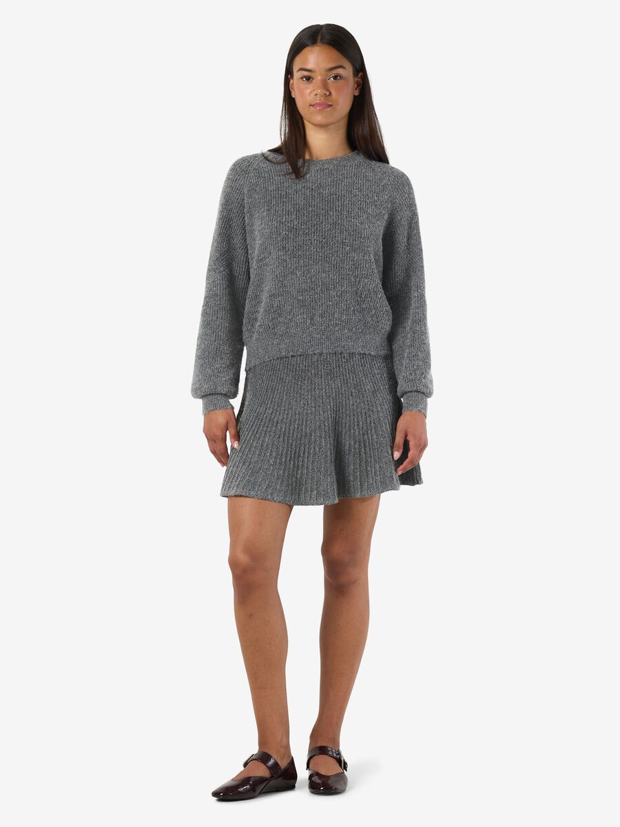 Carousel image - KNITTED MINI SKIRT, Medium Grey Melange | 4