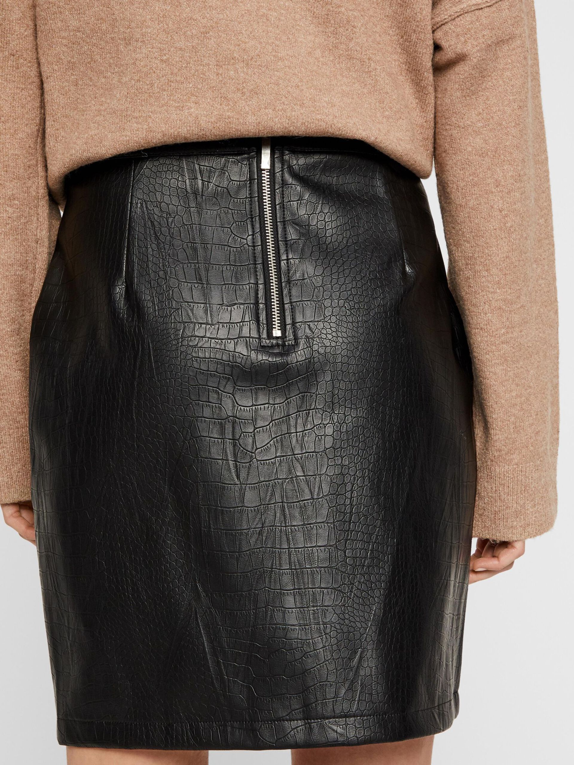 Carousel image - CROCODILE NORMAL WAISTED SKIRT, Black | 6