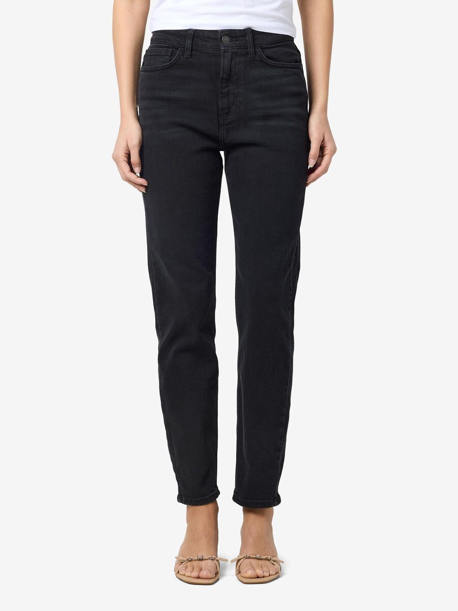 Noisy May NMMONI HIGH WAISTED CROPPED STRAIGHT FIT JEANS, Black Denim, highres - 27021112_BlackDenim_003.jpg