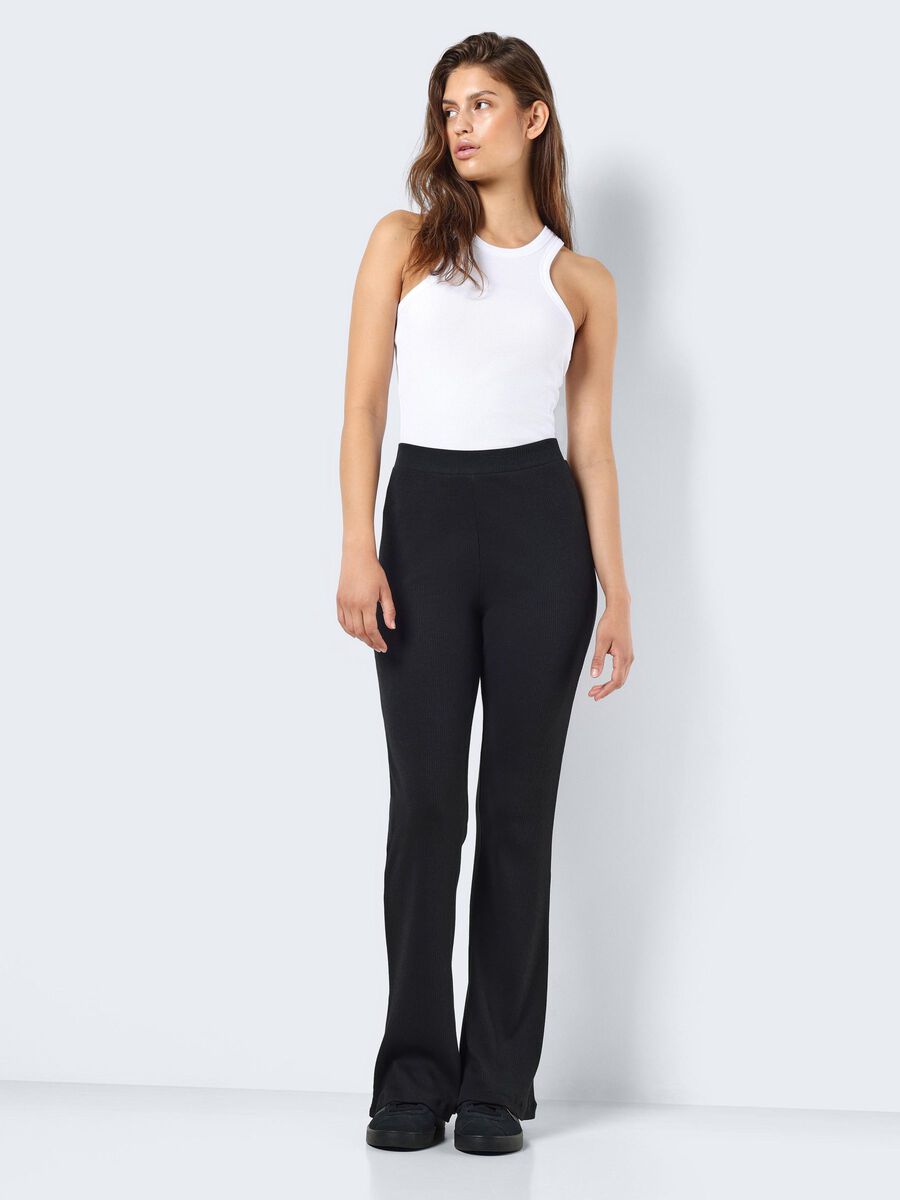 HIGH WAIST FLARED TROUSERS, Black