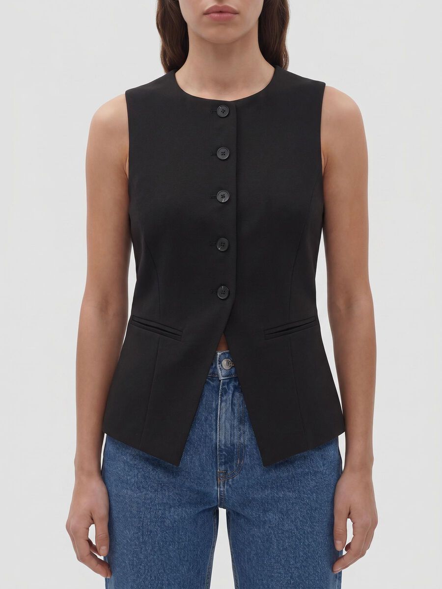 Product tile image - NMMAILE SLEEVELESS WAISTCOAT, French Vanilla | 27035135_FrenchVanilla