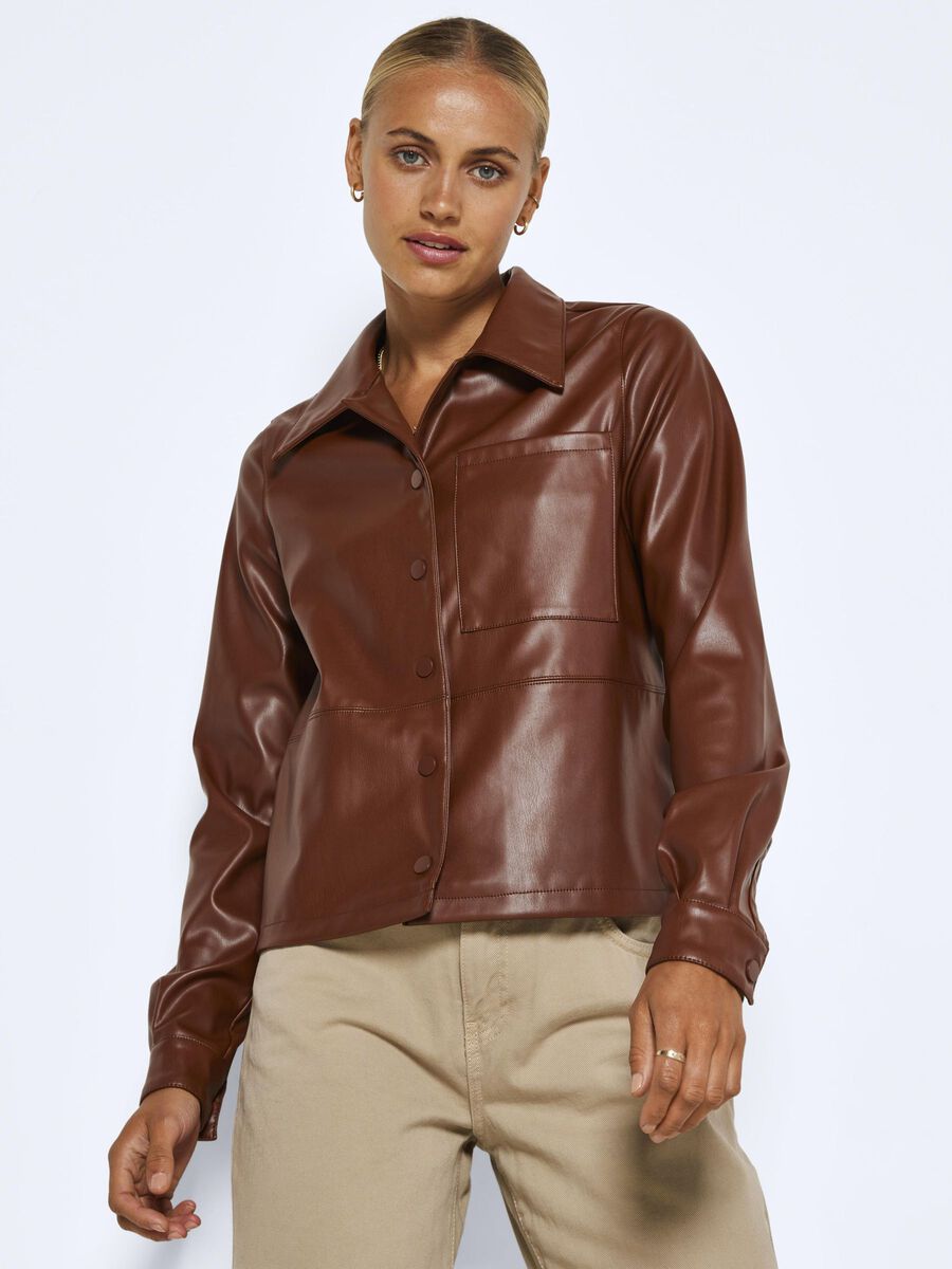 Noisy May LONG SLEEVED COATED SHIRT, Cappuccino, highres - 27021616_Cappuccino_007.jpg