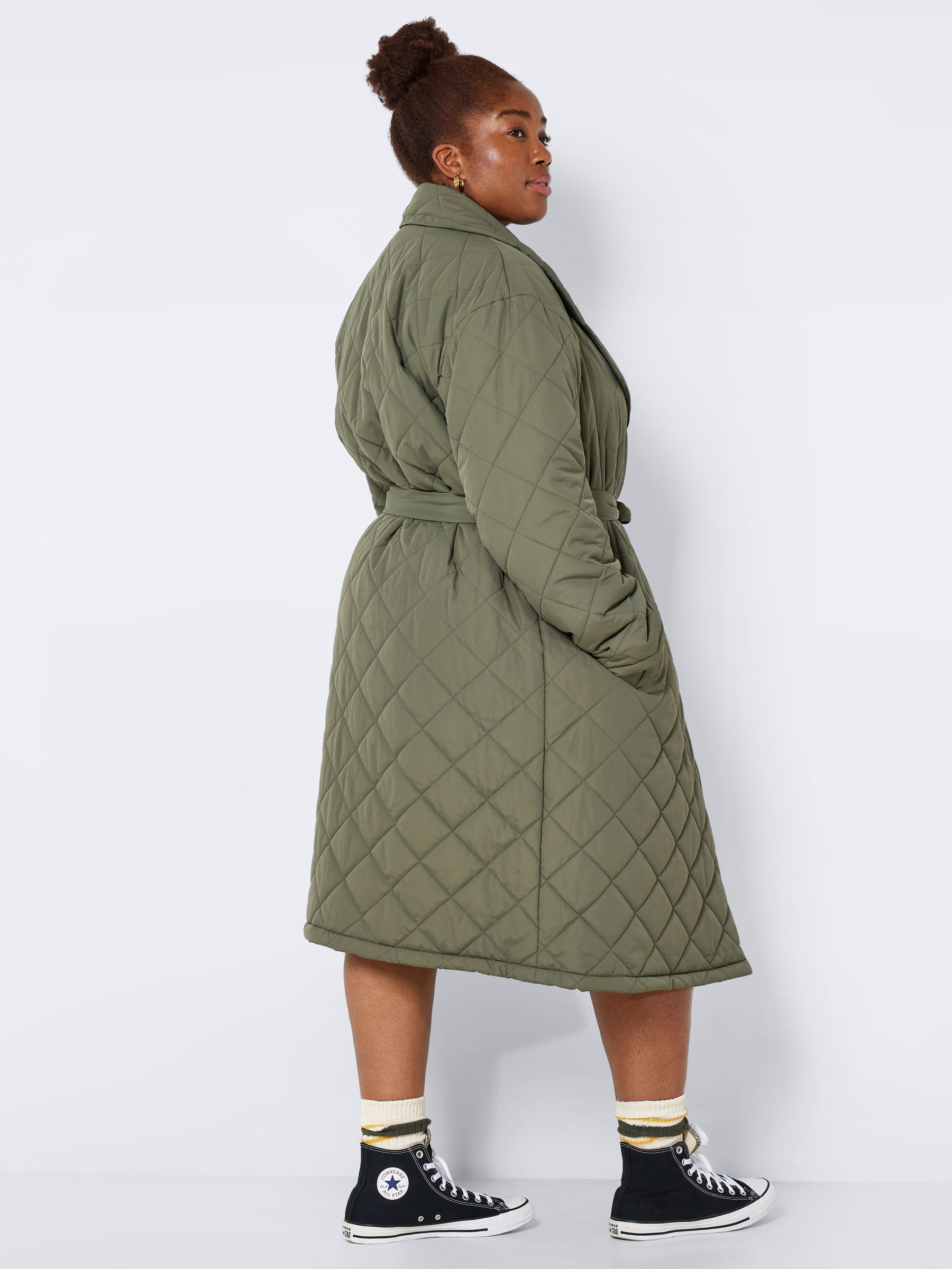 Missguided diamond quilted online hooded coat in khaki