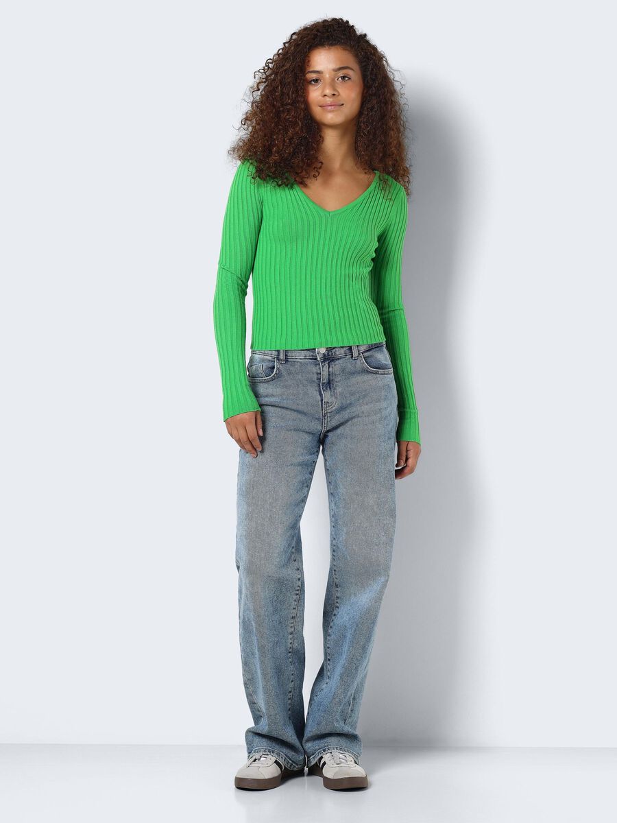 Noisy May V-NECK KNITTED TOP, Classic Green, highres - 27029470_ClassicGreen_004.jpg