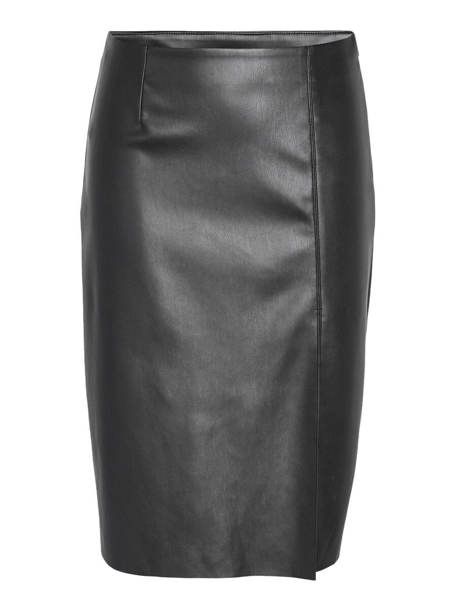 Noisy May KUNSTLEER MIDDELLANGE ROK, Black, highres - 27028386_Black_001.jpg