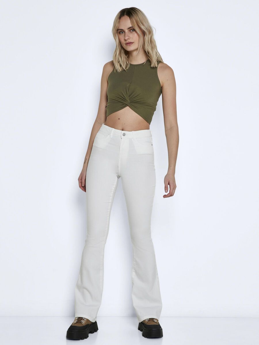 Noisy May NMSALLIE HIGH WAISTED FLARED JEANS, Bright White, highres - 27019305_BrightWhite_004.jpg