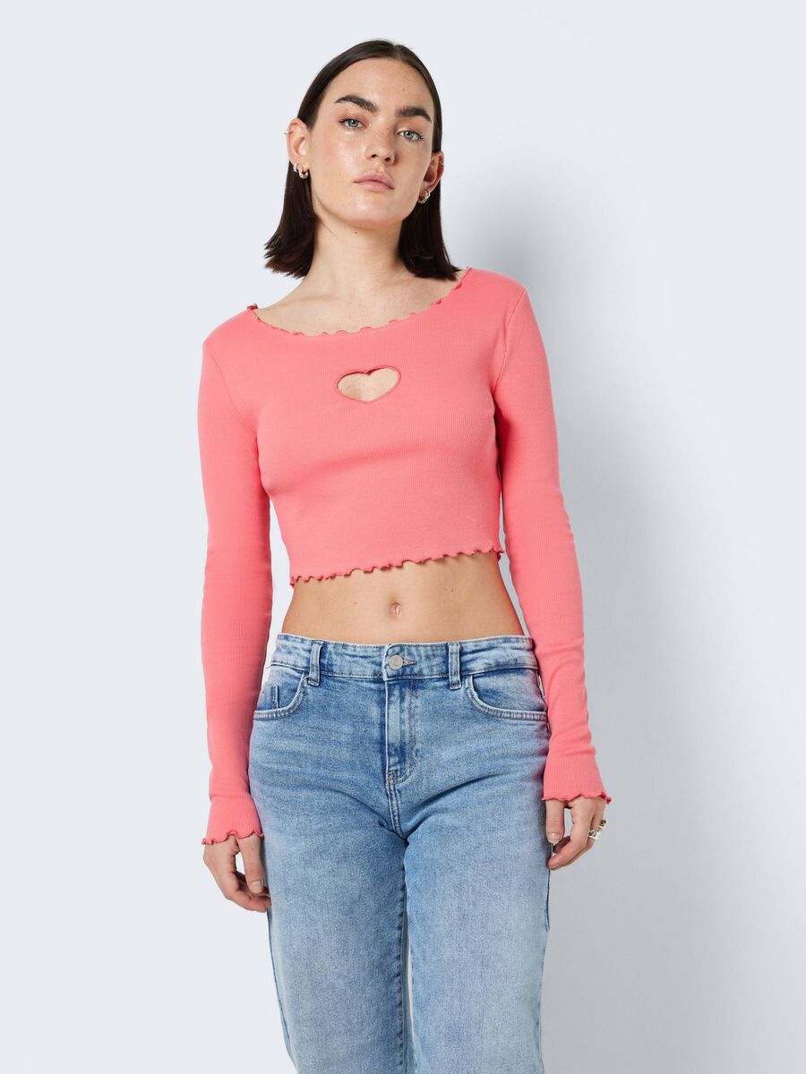 Noisy May LONG SLEEVED CUT-OUT TOP, Sun Kissed Coral, highres - 27025511_SunKissedCoral_007.jpg
