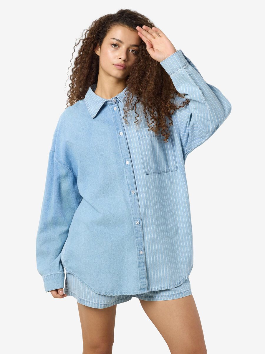 Noisy May TWO-TONE DENIM SHIRT, Light Blue Denim, highres - 27033693_LightBlueDenim_007.jpg