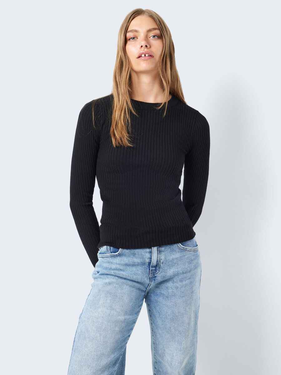 Noisy May LONG SLEEVED KNITTED PULLOVER, Black, highres - 27020928_Black_007.jpg