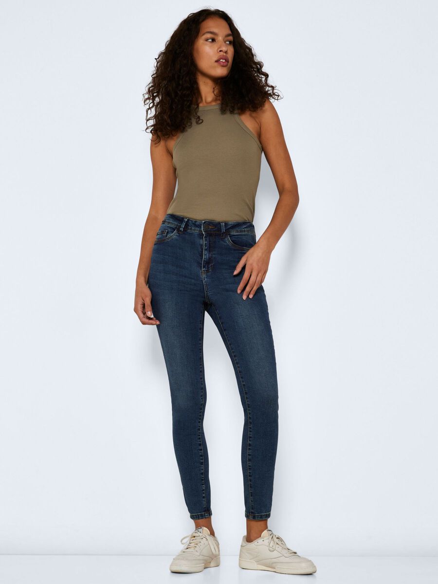 NMAGNES HIGH WAISTED SKINNY FIT JEANS, Blue