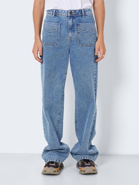 Noisy May NMDREW HIGH WAIST JEANS MIT WEITEM BEIN, Medium Blue Denim, highres - 27022164_MediumBlueDenim_003.jpg