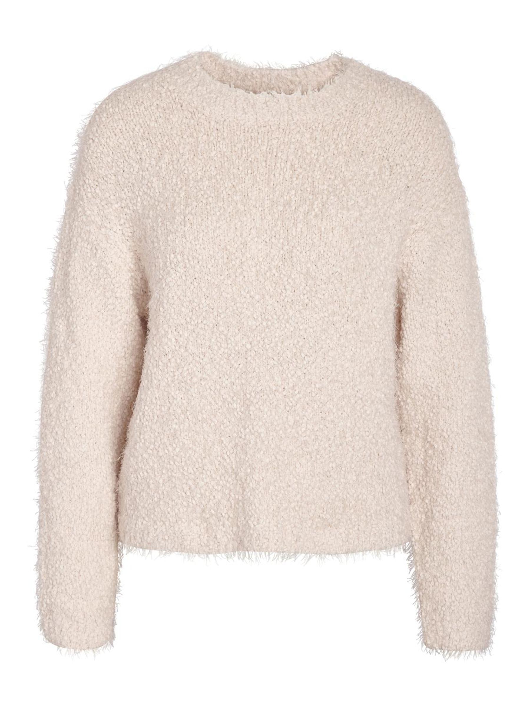 FLUFFY KNITTED PULLOVER Beige NOISY MAY