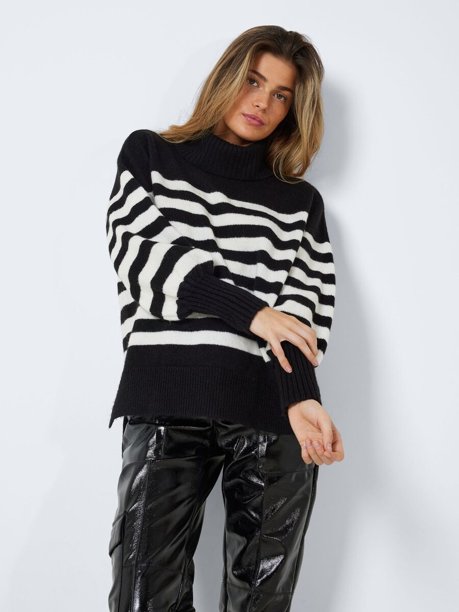 Noisy May STRIPED KNITTED PULLOVER, Black, highres - 27024046_Black_1005096_007.jpg