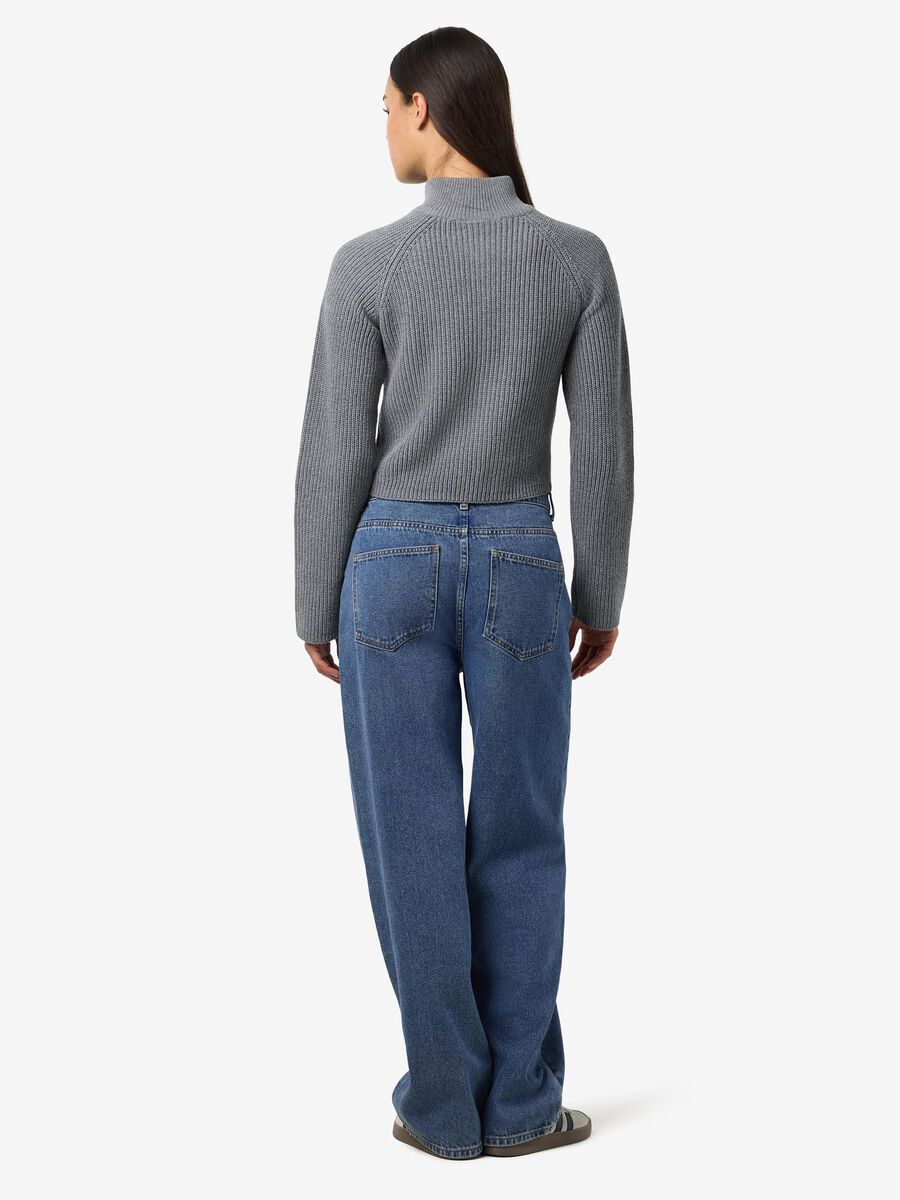 Carousel image - HIGH NECK CARDIGAN, Medium Grey Melange | 3