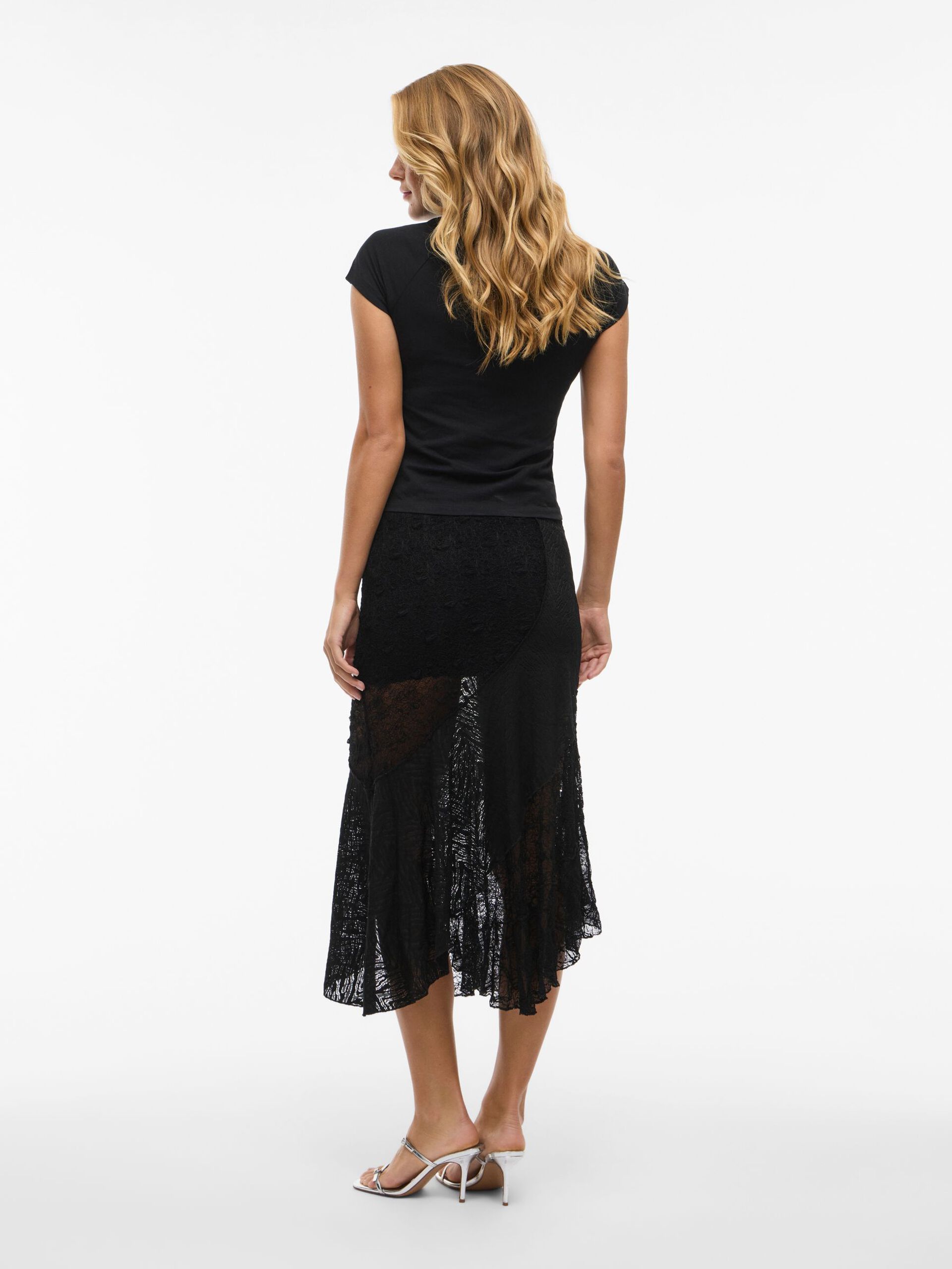Carousel image - LACE MIDI SKIRT, Black | 4