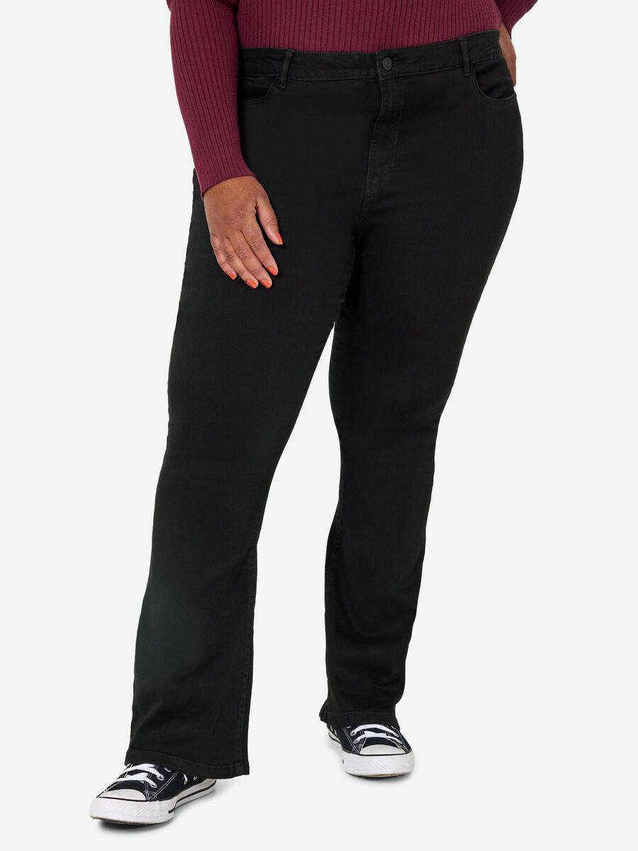 Noisy May CURVE NMSALLIE HIGH-WAIST FLARED JEANS, Black, highres - 27020502_Black_003.jpg
