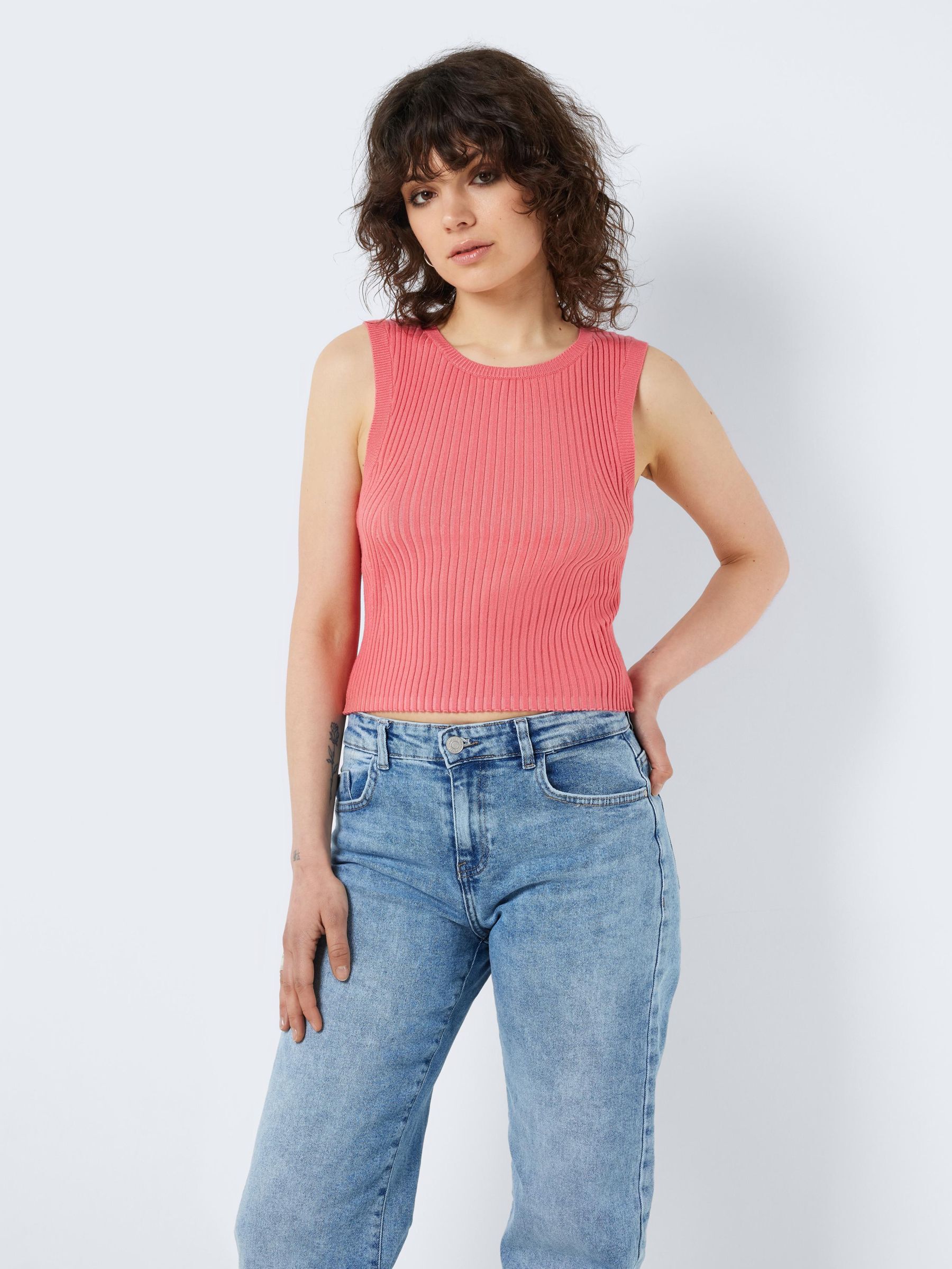 MOUWLOZE GEBREIDE TOP Roze NOISY MAY