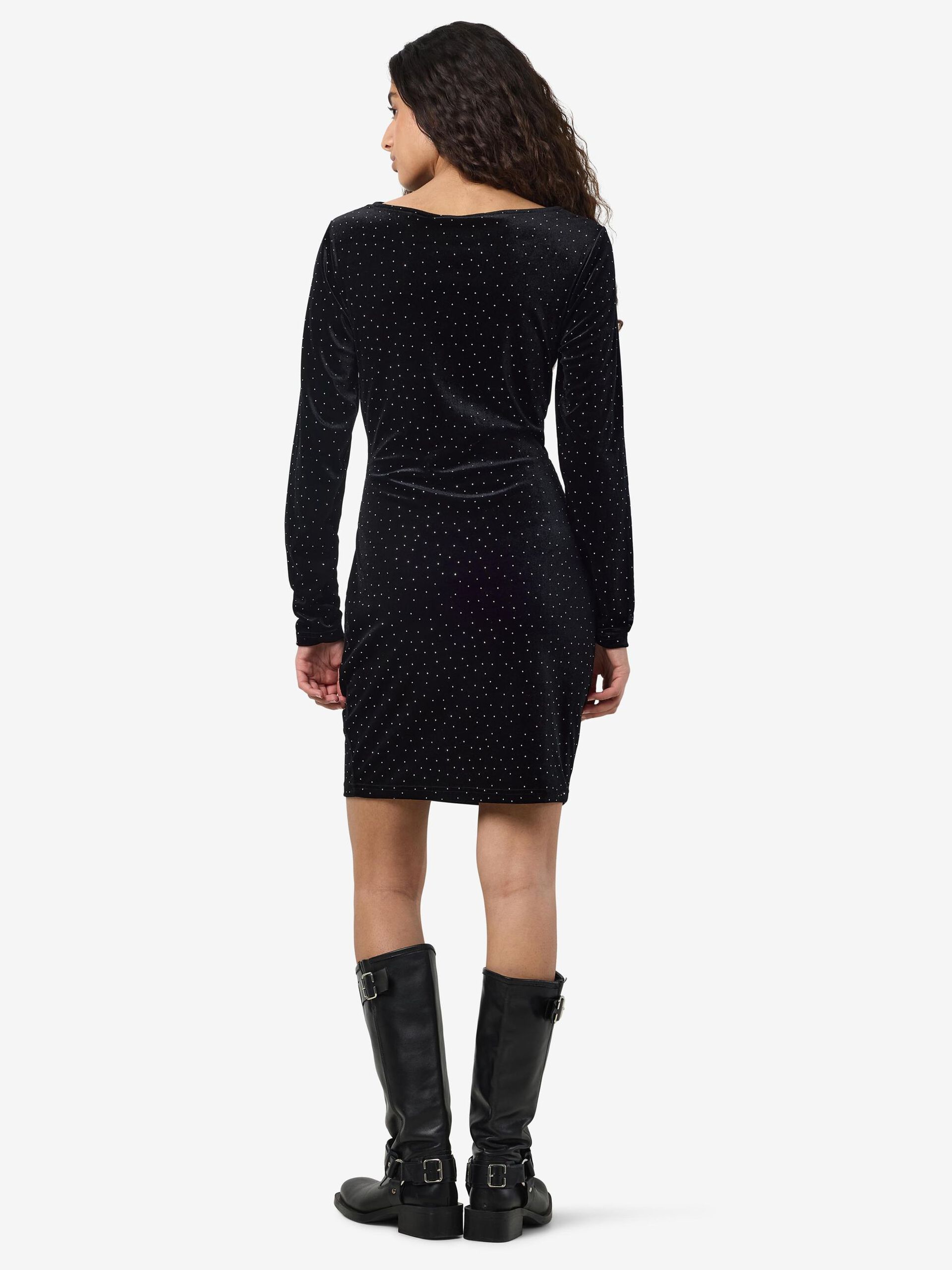 Carousel image - VELVET MINI DRESS, Black | 3