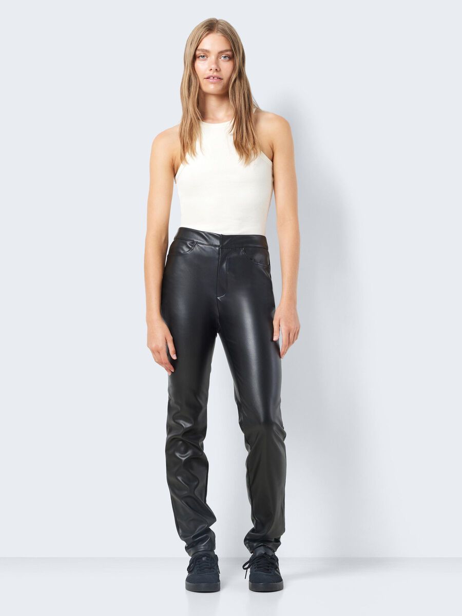 Noisy May CROPPED FAUX LEATHER TROUSERS, Black, highres - 27026067_Black_004.jpg