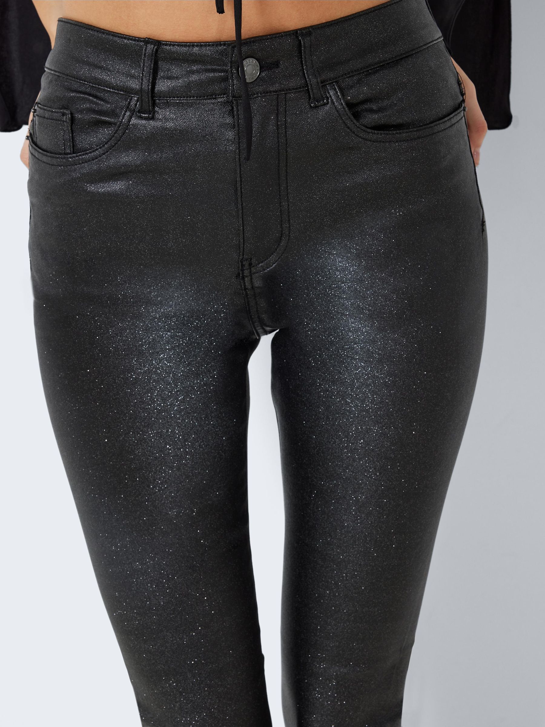 NMCALLIE GLITTER SKINNY FIT JEANS Black NOISY MAY