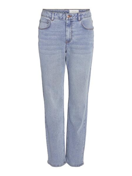 Noisy May NMGUTHIE HIGH WAISTED STRAIGHT FIT JEANS, Light Blue Denim, highres - 27027479_LightBlueDenim_001.jpg