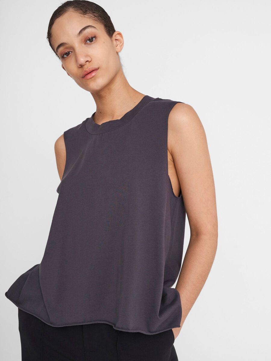 ORGANIC COTTON SLEEVELESS TOP, Obsidian, highres