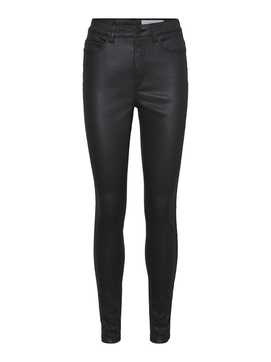 Noisy May NMCALLIE HIGH WAISTED COATED TROUSERS, Black, highres - 27018005_Black_001.jpg