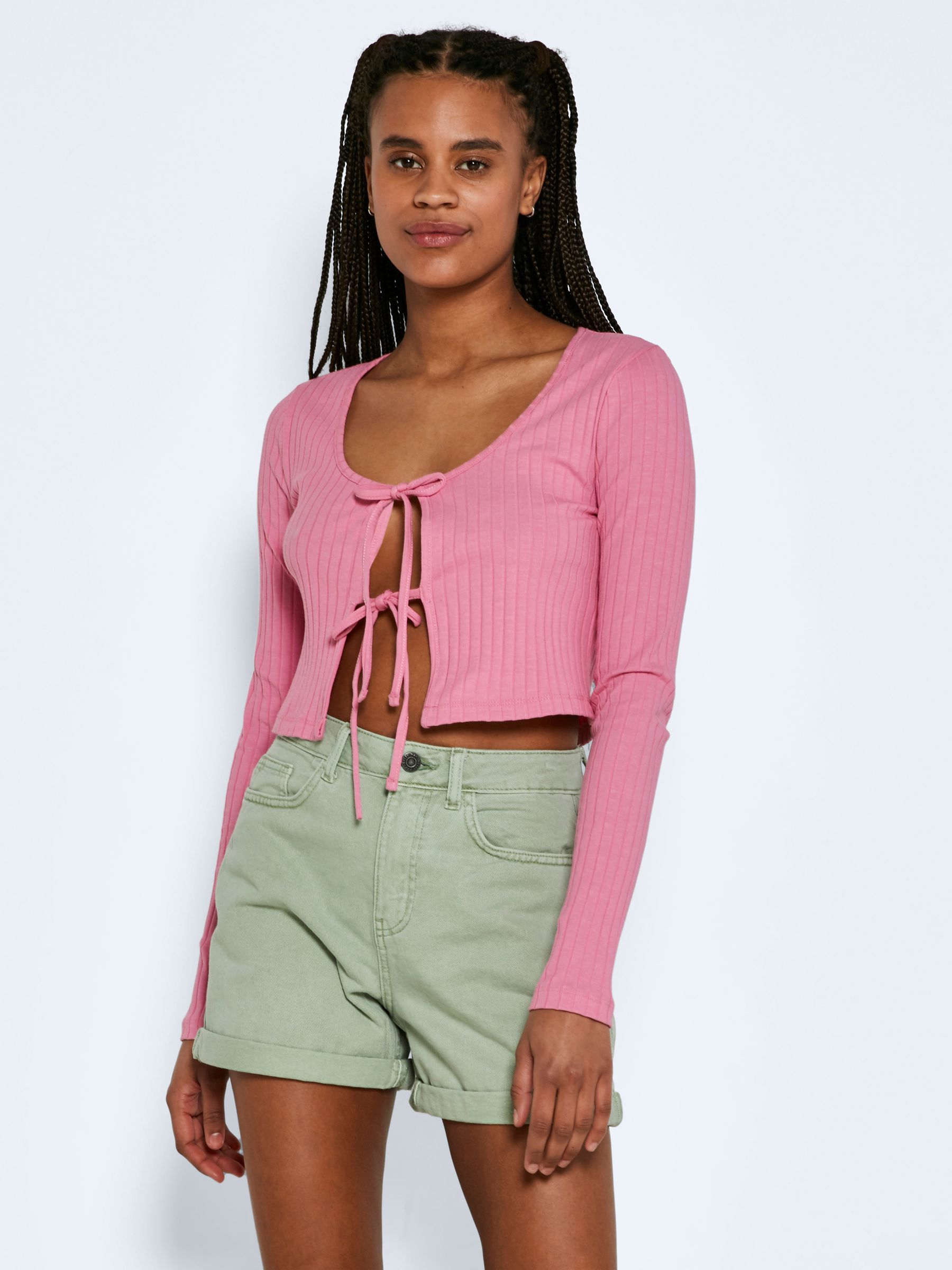 Pink cropped cardigan hotsell