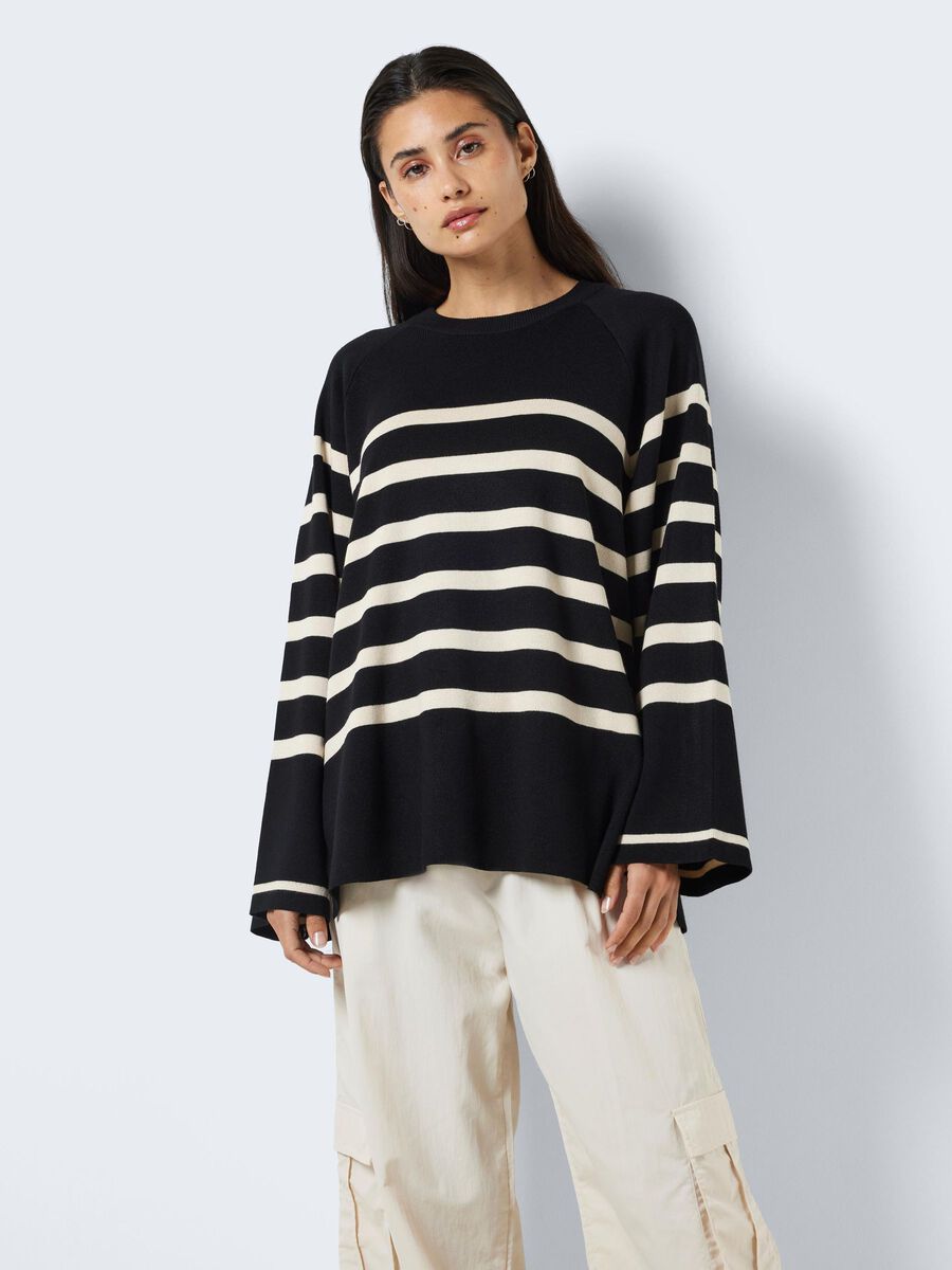 Noisy May STRIPED KNITTED PULLOVER, Black, highres - 27027534_Black_1061608_003.jpg
