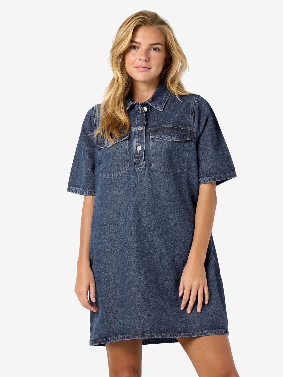 Product tile image - NMINDIE  DENIM DRESS, Medium Blue Denim | 27036566_MediumBlueDenim